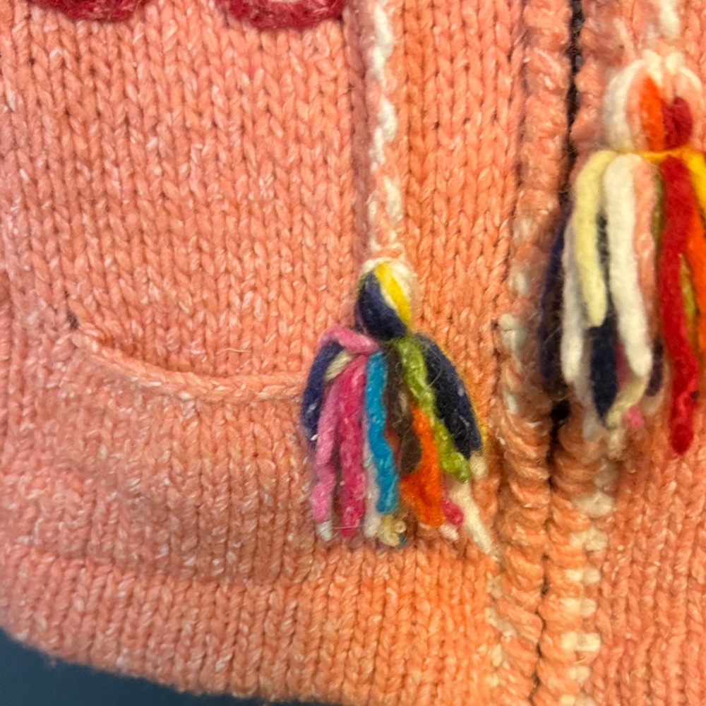 Colorful Flower Knit Full Zip Hoodie handmade 4T see measurements - Picture 3 of 7